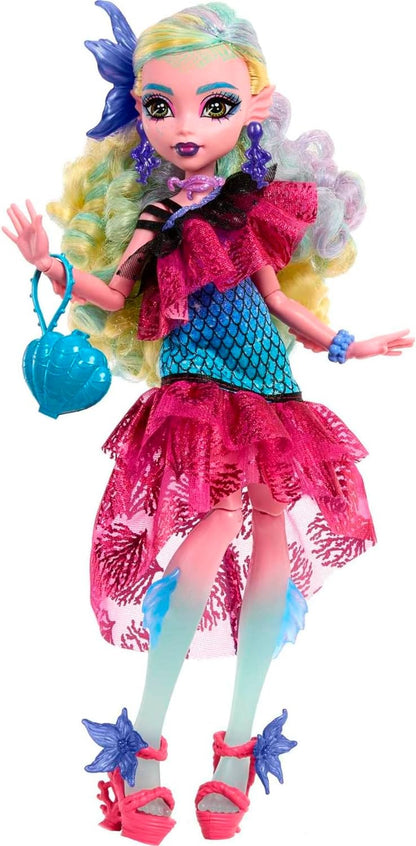 Monster High Lagoona Blue Doll in Monster Ball Party Dress with Themed Accessories Like Balloons