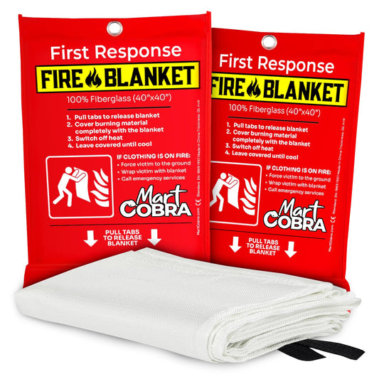 Mart Cobra Fire Blanket for Home Safety x2 Emergency Fire Blanket for Kitchen Fiberglass Fire Blankets Fireproof Blanket House Fire Safety Flame Retardant Fabric Home Safety Tarp Grease Spray