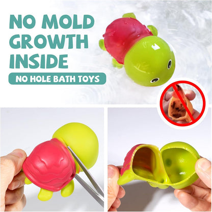 Mold Free Infant Bath Toys for 18 Months - No Hole Animal Bathtub Toys, Baby Bath Tub Toys No Mold (Ocean)