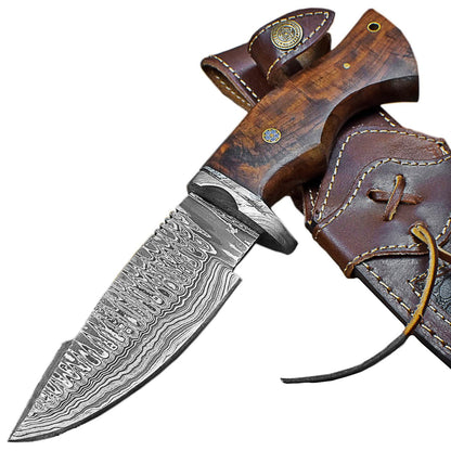 Custom Handmade Damascus Steel Hunting knife - Hand Forged Camping Knife - Gift For Him (A-096)