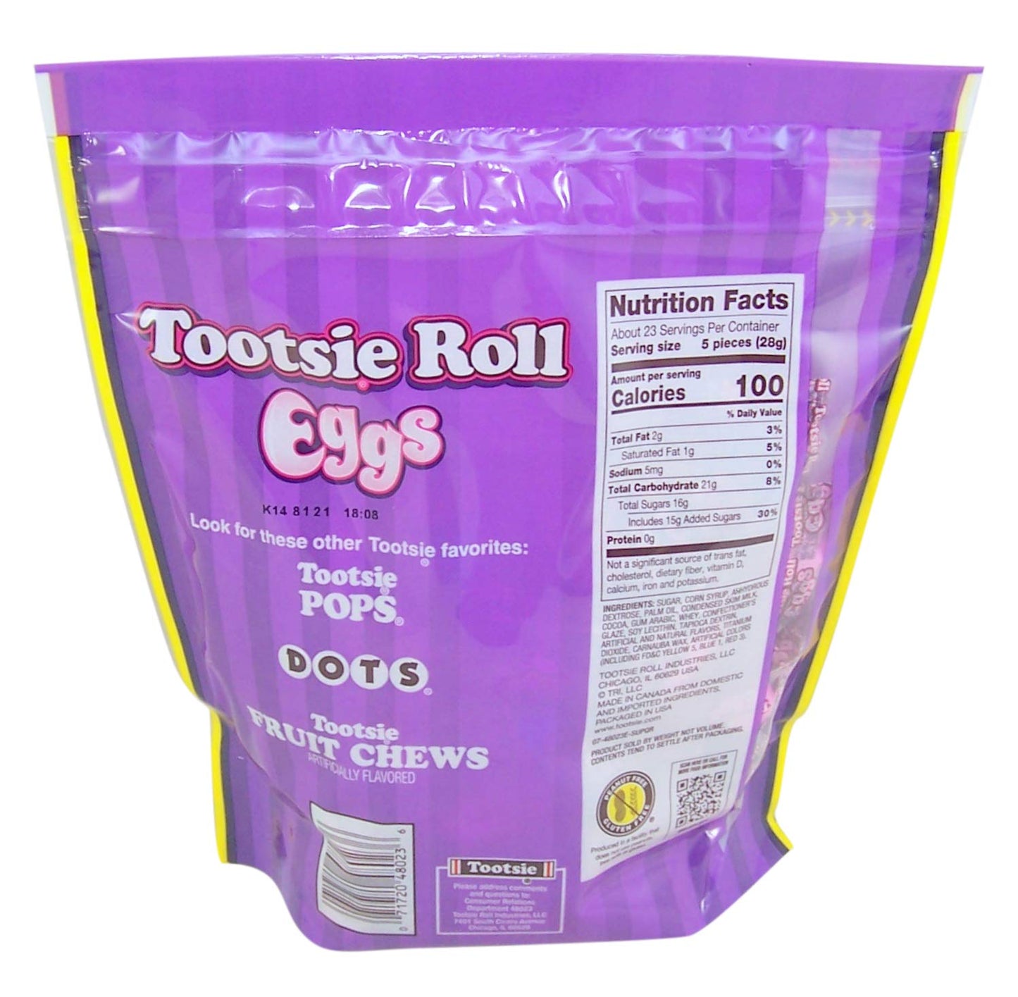 Tootsie Roll Eggs Candy Coated Egg Shaped Individually Wrapped Easter Candy, 23 oz Resealable Bag