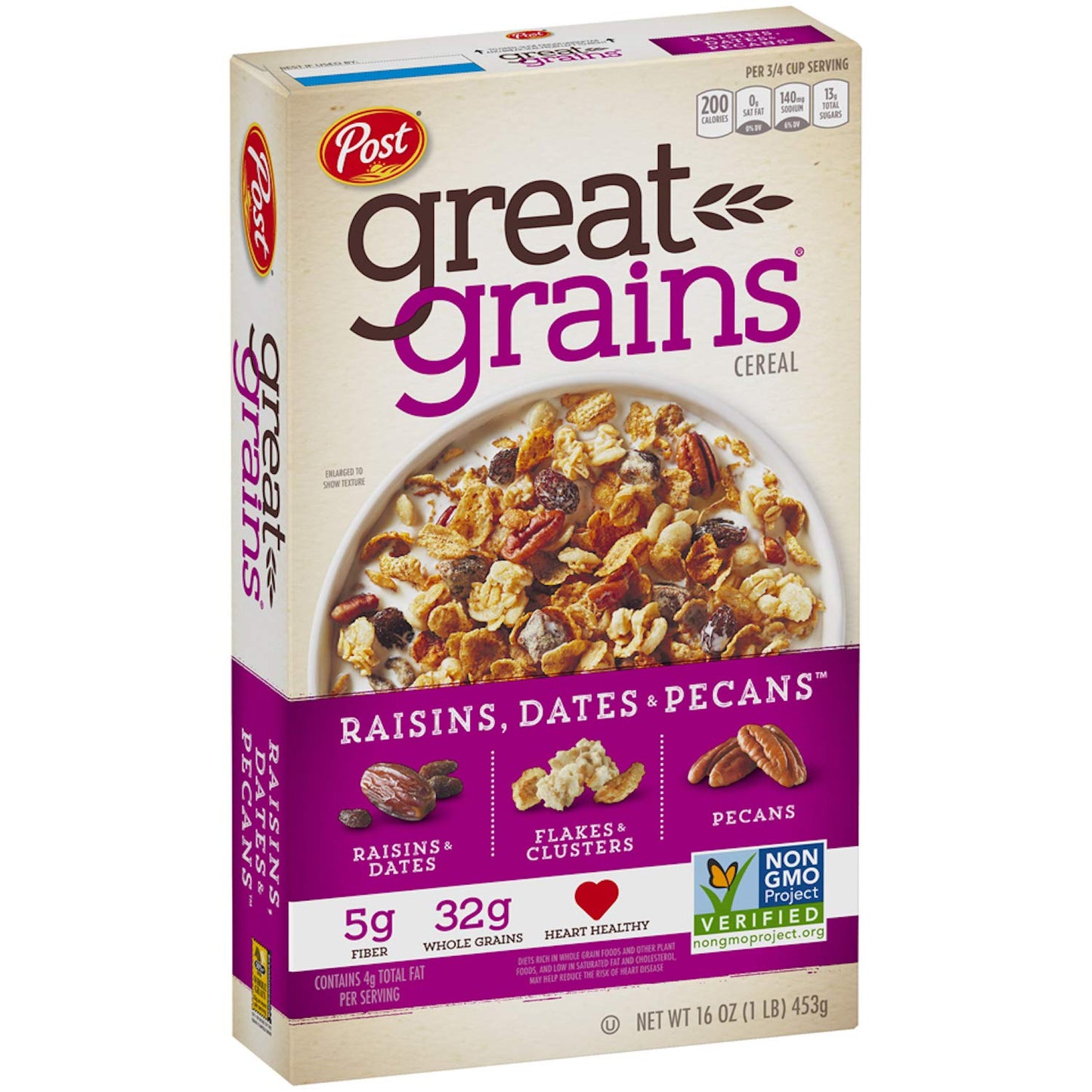 Post Great Grains Raisins, Dates & Pecans Whole Grain Cereal, 16 Ounce