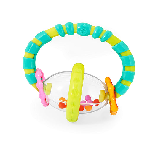 Bright Starts Grab & Spin Baby Rattle & BPA-Free Teether Toy, Ages 3 Months+