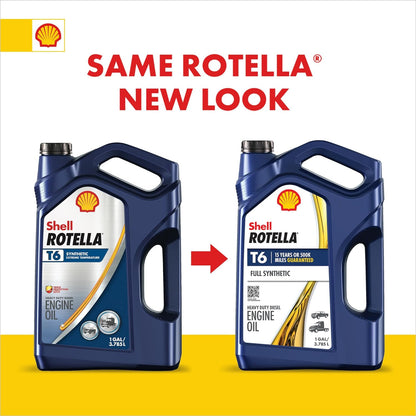 Shell Rotella T6 Full Synthetic 5W-40 Diesel Engine Oil (1-Gallon, Case of 3)