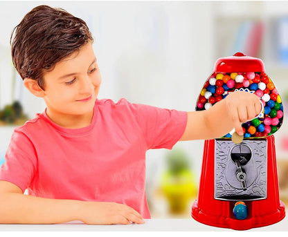 Gumball Machine for Kids 8.5" - Coin Operated Toy Bank - Dubble Bubble Red Gum Machine Classic Red Style Includes 45 Gum Balls - Kids Coin Bank - Candy Dispenser - Playo