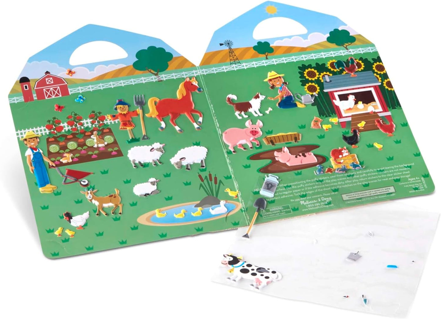 Melissa & Doug Puffy Sticker Play Set - On the Farm - 52 Reusable Stickers, 2 Fold-Out Scenes - Restickable Farm Sticker Book, Puffy Farm Animals Removable Stickers For Kids Ages 4+