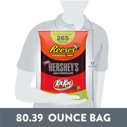 HERSHEY'S, KIT KAT and REESE'S Assorted Milk Chocolate, Easter Candy Variety Bag, 80.39 oz (265 Pieces)