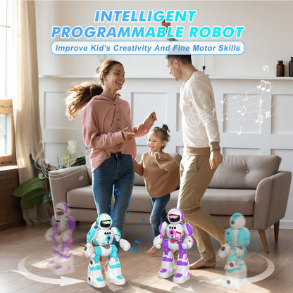 VATOS Robot Toys for Kids, Remote Control Robot with Record Voice & Gesture Sensing Control, Rechargeable Programmable Music Dancing Functions Cool Birthday Gift for Toddler Boys Age 3 4 5 6 Years Old