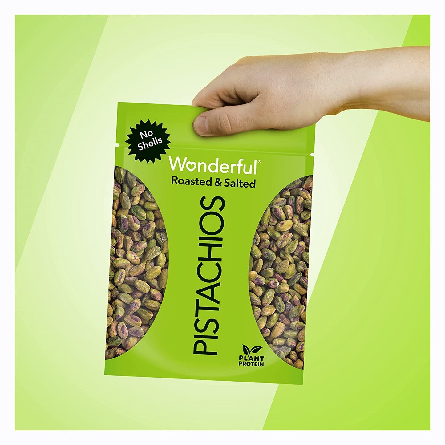 Wonderful Pistachios, No Shells, Roasted & Salted Nuts, 24 Ounce Resealable Bag, Good Source of Protein, Gluten Free, On the Go Snack