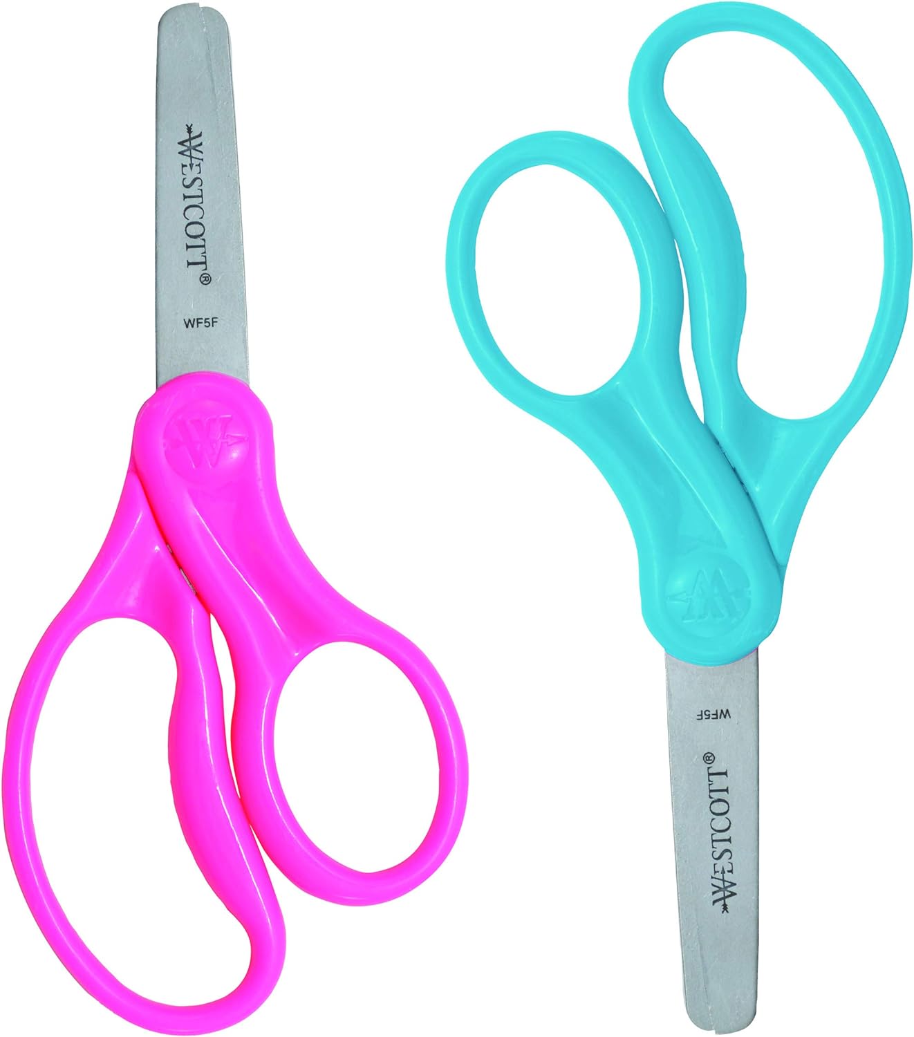 Westcott 13168 Right- and Left-Handed Scissors, Kids' Scissors, Ages 4-8, 5-Inch Blunt Tip, Assorted, 2 Pack