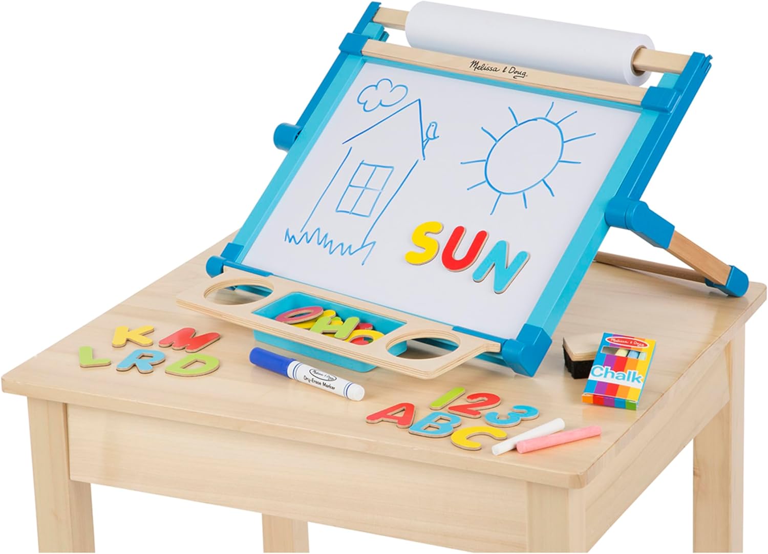 Melissa & Doug Deluxe Double-Sided Tabletop Easel (Arts & Crafts, 42 Pieces, 17.5” H x 20.75” W x 2.75” L, Great Gift for Girls and Boys - Best for 3, 4, 5 Year Olds and Up),Gold