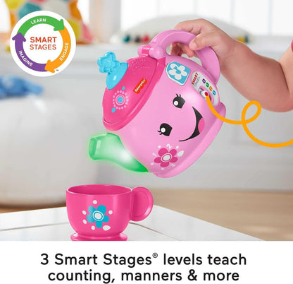 Fisher-Price Laugh & Learn Toddler Toy Sweet Manners Tea Set With Music And Lights For Educational Pretend Play Ages 18+ Months