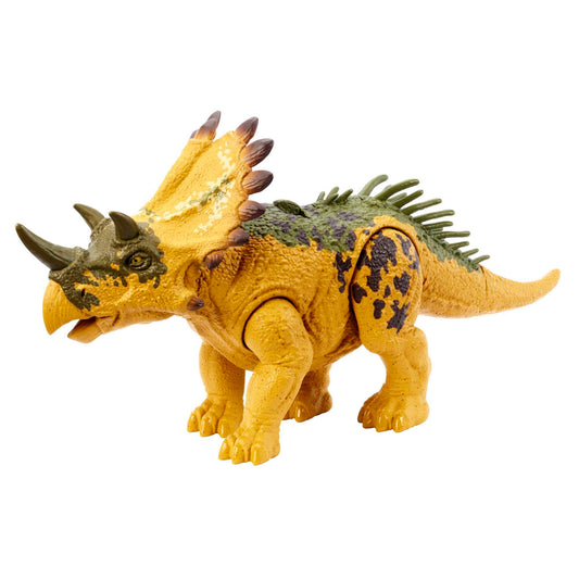 Mattel Jurassic World Dinosaur Toy Regaliceratops with Roar Sound & Attack Action, Wild Roar Posable Figure, Physical & Connected Digital Play