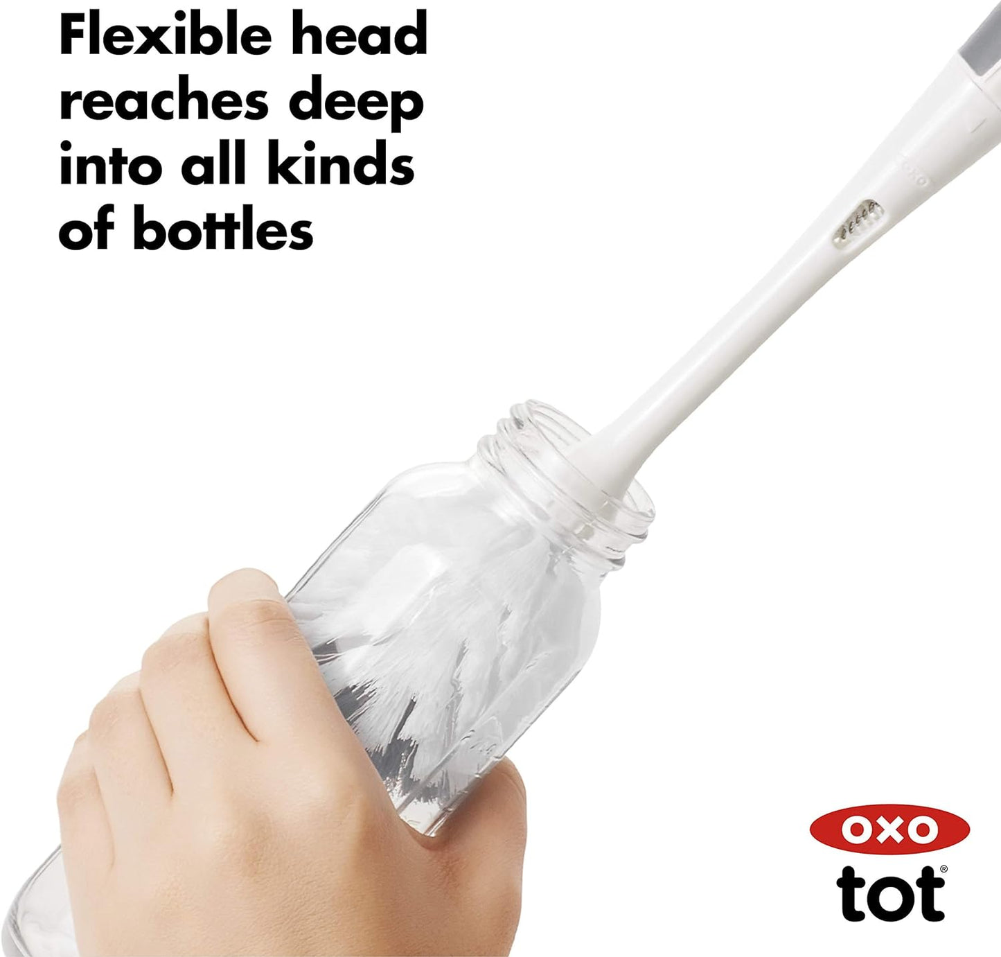 OXO Tot Bottle Brush with Nipple Cleaner and Stand - Gray