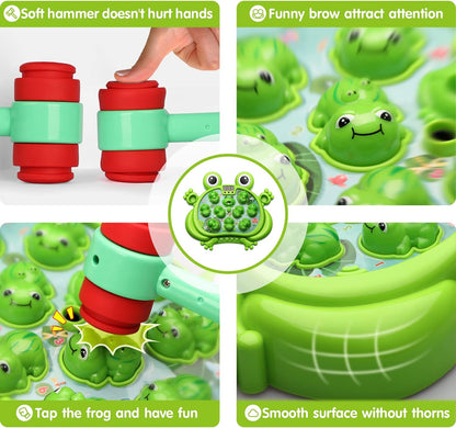 HopeRock Toys for 2 3 4 5 Year Old Boy,Toddler Toys Age 2-4, Whack A Frog Game,with 5 Modes,45 Levels,9 Music Spray and Light-up, Baby Toy Gifts for Early Learning, Birthday Gift for Toddler Boy Toys