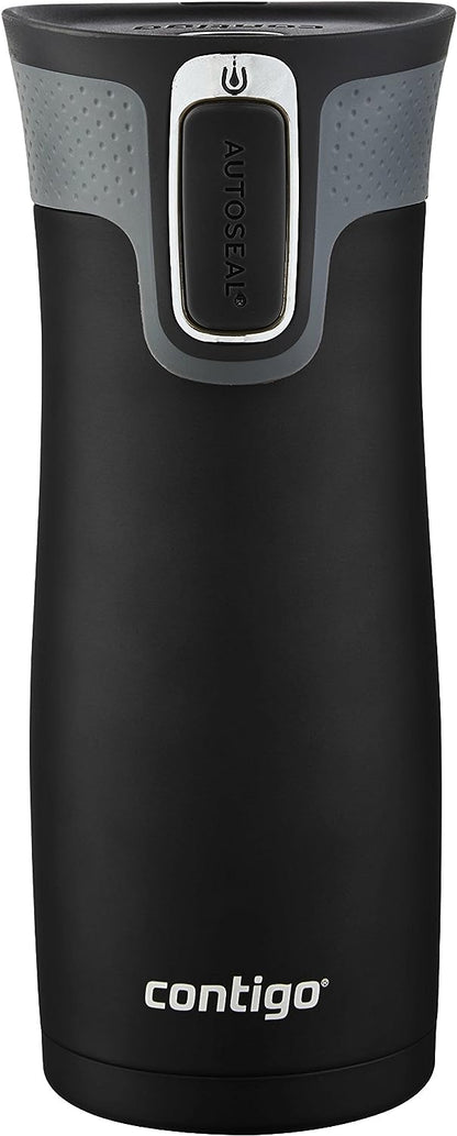 Contigo West Loop Stainless Steel Vacuum-Insulated Travel Mug with Spill-Proof Lid, Keeps Drinks Hot up to 5 Hours and Cold up to 12 Hours, 16oz Matte Black