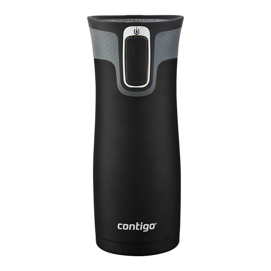 Contigo West Loop Stainless Steel Vacuum-Insulated Travel Mug with Spill-Proof Lid, Keeps Drinks Hot up to 5 Hours and Cold up to 12 Hours, 16oz Matte Black