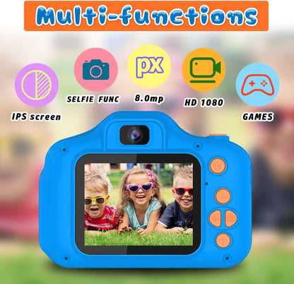 Seckton Upgrade Kids Selfie Camera, Christmas Birthday Gifts for Boys Age 3-9, HD Digital Video Cameras for Toddler, Portable Toy for 3 4 5 6 7 8 Year Old Boy with 32GB SD Card-Navy Blue