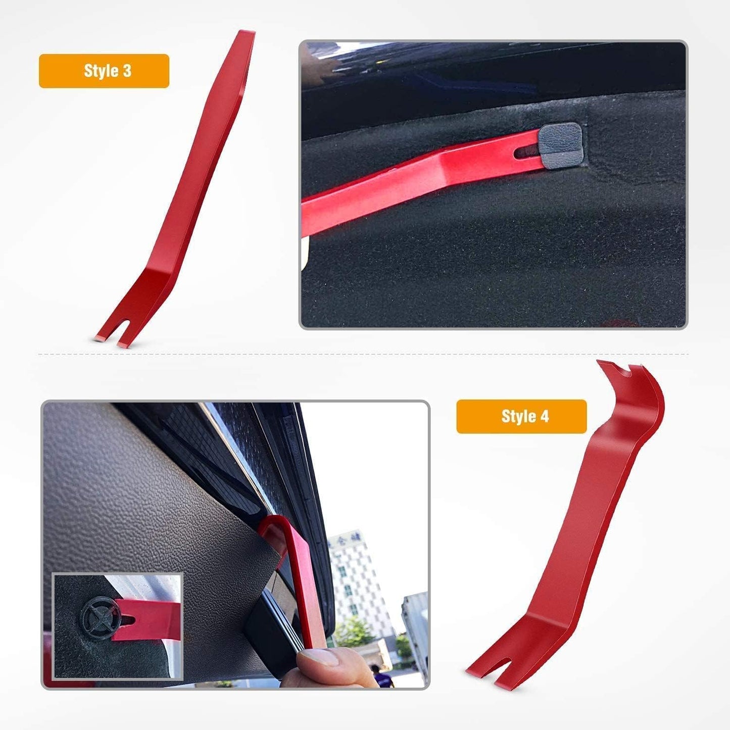 GOOACC 5 PCS Nylon Auto Trim Removal Tool Kit No-Scratch Removal Tool Kit for Car Panel & Audio Dashboard Dismantle Red