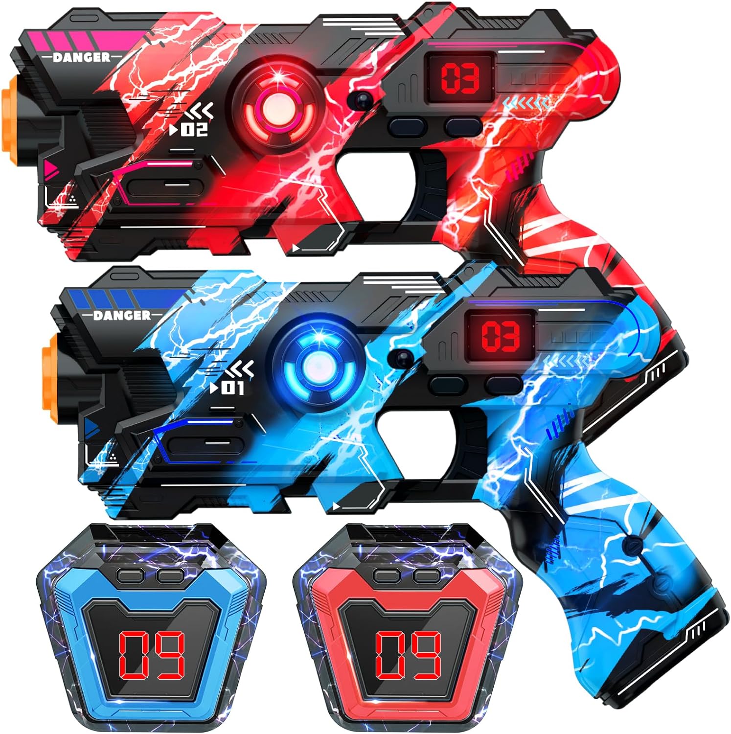 OSALON Laser Tag Guns Set of 2 with Digital LED Score Display Vest Multi-Functional Laser Tag Fun Indoor&Outdoor Toys for Kids Ages 8 9 10 11 12+ Years Old Boys Girls Teens Adults Birthday Gift