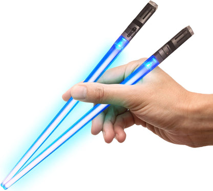 Lightsaber Chopsticks Light Up - LED Glowing Light Saber Star Wars Chop Sticks - Reusable Sushi Lightup Sabers Chopstick Set Of 1 Blue Pair