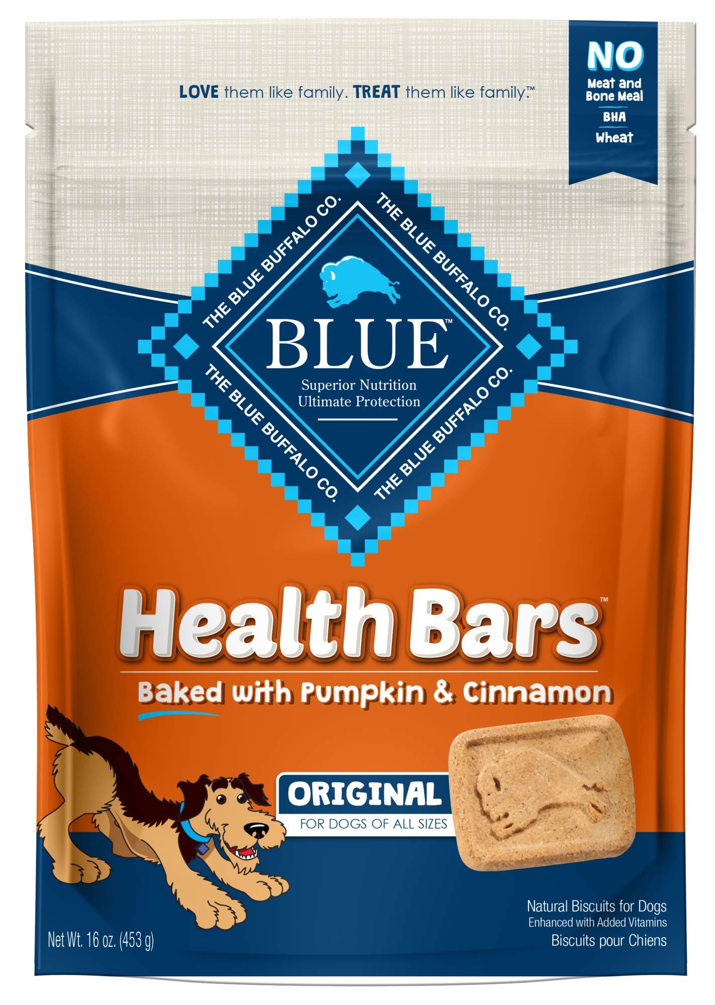 Blue Buffalo Health Bars Natural Crunchy Dog Treats Biscuits, Pumpkin & Cinnamon 16-oz Bag