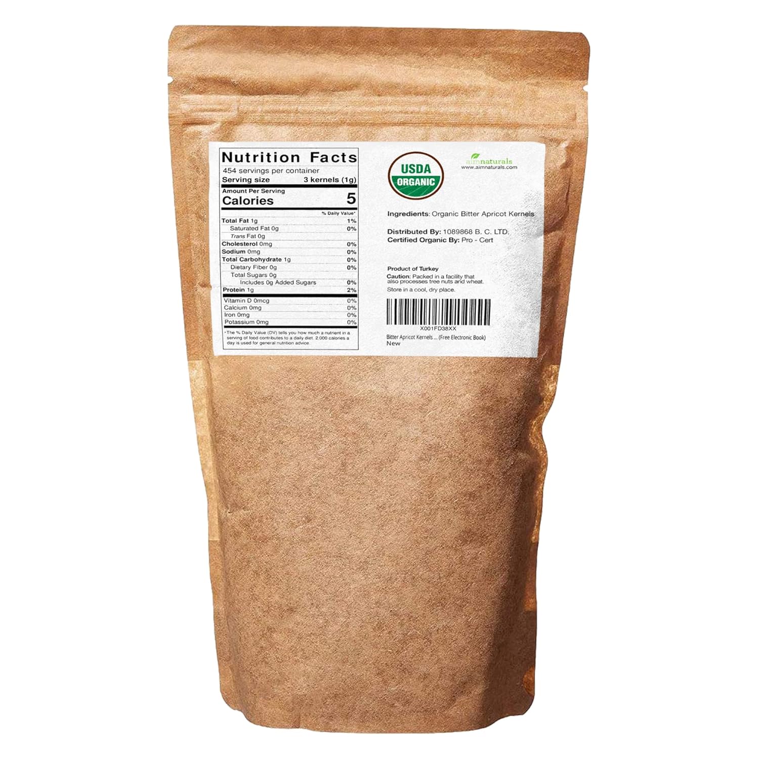 Bitter Apricot Kernels Organic Raw (1LB) -100% USDA Organic Certified – Product of Turkey (Free Electronic Book)