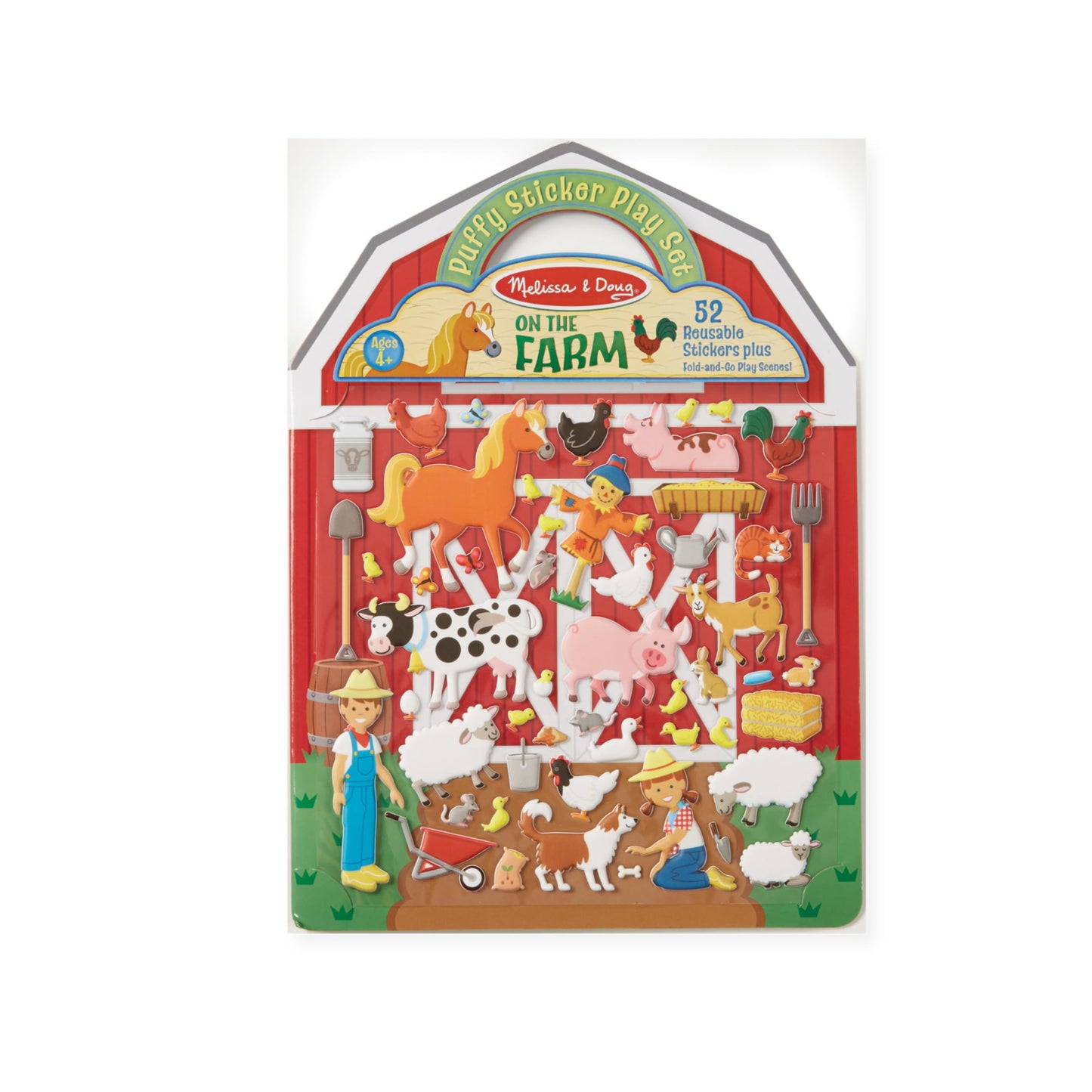 Melissa & Doug Puffy Sticker Play Set - On the Farm - 52 Reusable Stickers, 2 Fold-Out Scenes - Restickable Farm Sticker Book, Puffy Farm Animals Removable Stickers For Kids Ages 4+