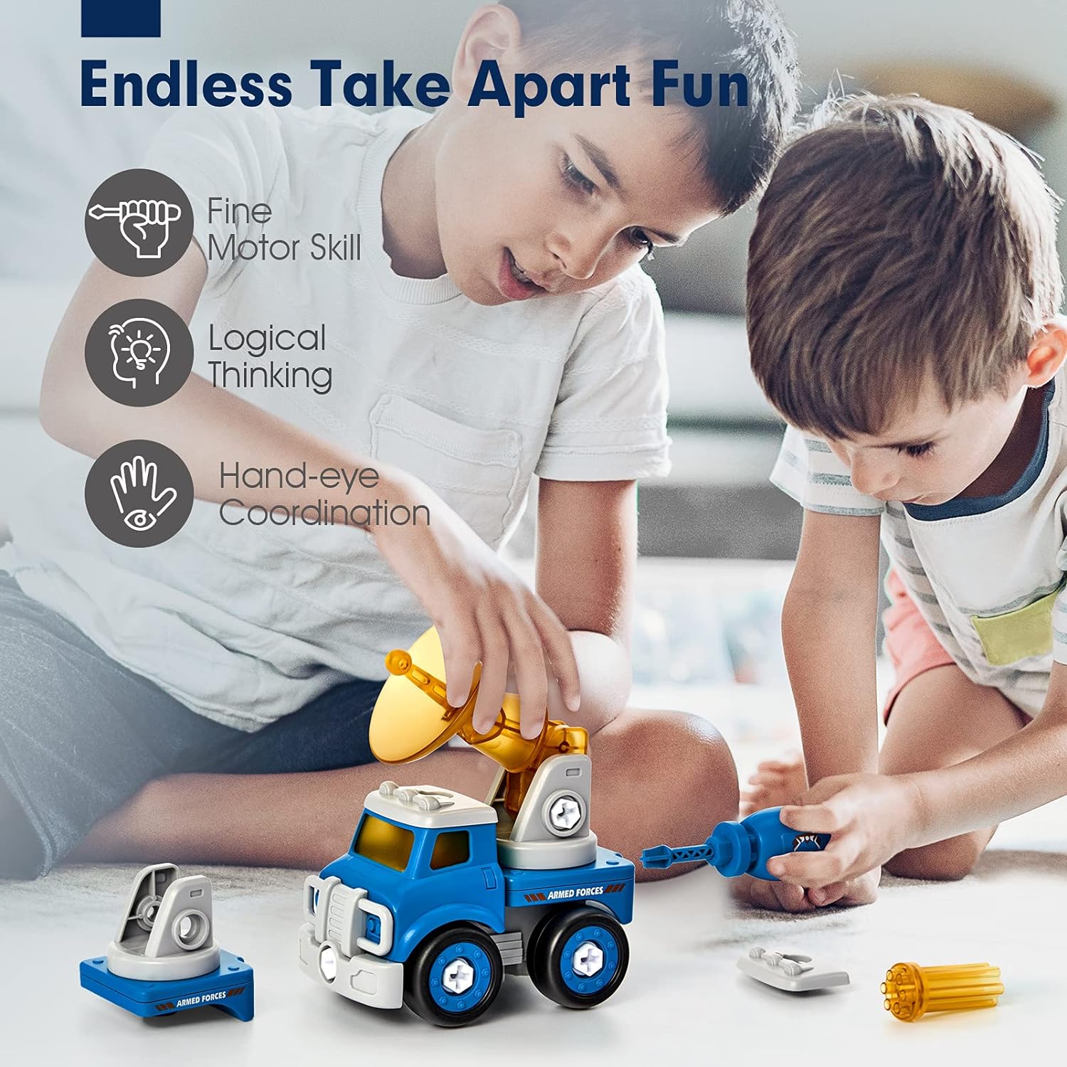 hahaland 5 Year Old Boy Toys - 5in1 STEM Toys for Boys 5-7, Take Apart Trucks Transform to Robot Boys Toys Age 4-6 - Building Toys Gifts for 5 6 7 8 Year Old Boy