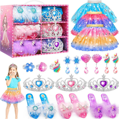 Toys for Girls,Princess Dresses for Girls,Unicorns Gifts for Girls,Princess Dress Up Clothes for Little Girls,Skirts,Princess Shoes,Crowns,Jewery,2 3 4 5 6 7 8 Year Old Girls Birthday Christmas Gifts