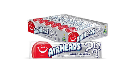 Airheads Candy, White Mystery Flavor, Individually Wrapped Full Size Bars, Taffy, Non Melting, Party, Pack of 36 Bars