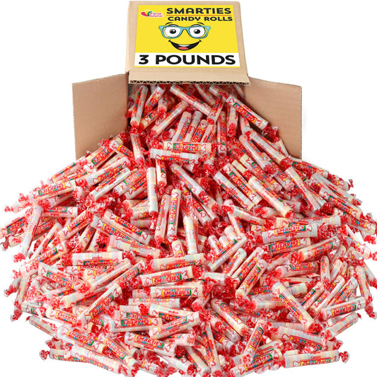 Smarties Candy - 3.2 Pounds - Parade Throws Candy Rolls - Individually Wrapped Smartee - Original Flavor - Red Bulk Candy - Easter Egg Filler Candies - Pinata Filler Candy