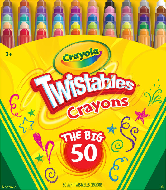 Crayola Mini Twistables Crayons (50 Ct), Kids Art Supplies, Unique Gifts for Kids, Stocking Stuffers, Crayons for Toddlers, 3+