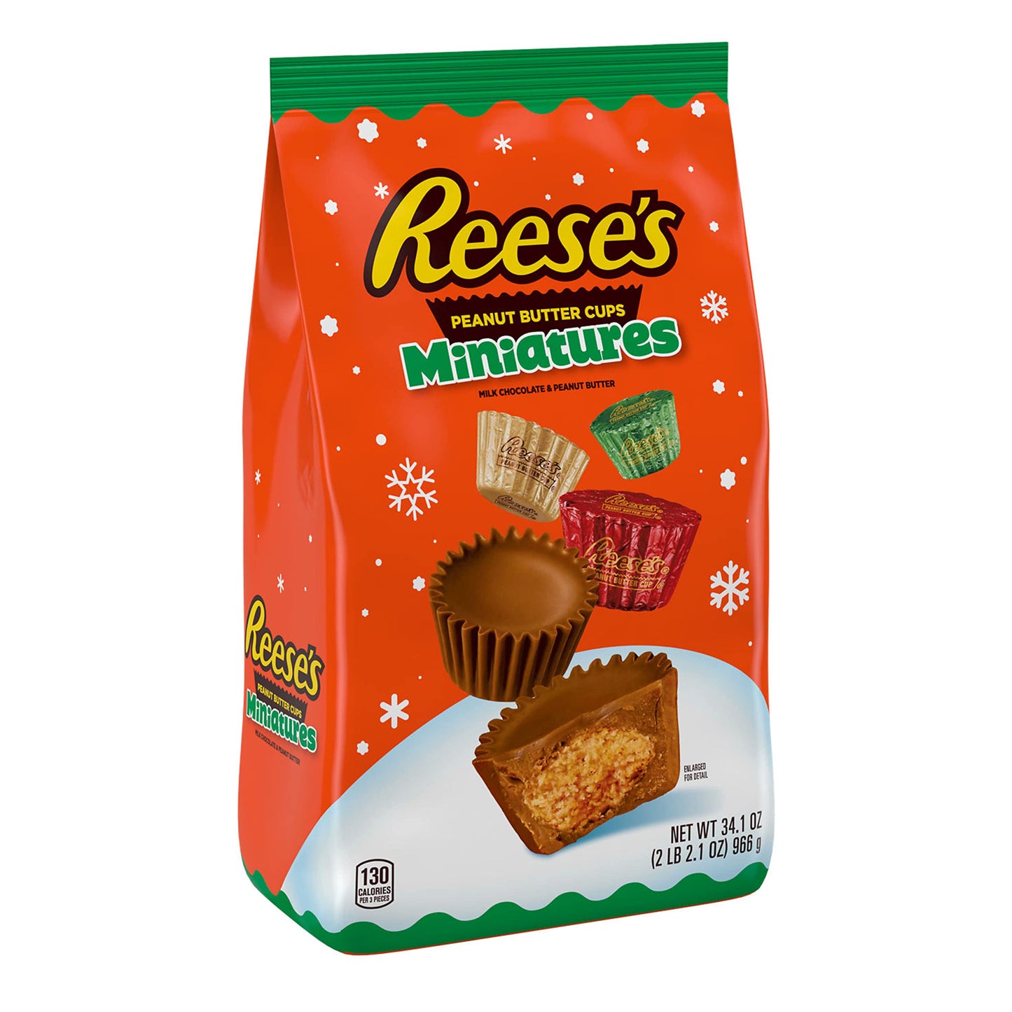 REESE'S Miniatures Milk Chocolate Peanut Butter Cups, Christmas Candy Bulk Bag, 34.1 oz