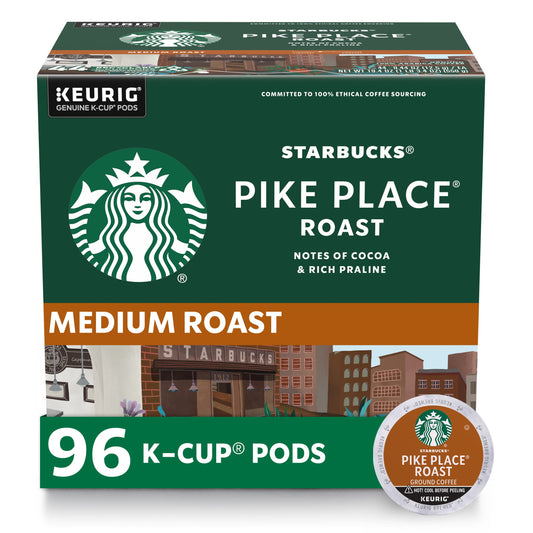 Starbucks K-Cup Coffee Pods—Medium Roast Coffee—Pike Place Roast for Keurig Brewers—100% Arabica—4 boxes (96 pods total)