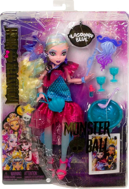 Monster High Lagoona Blue Doll in Monster Ball Party Dress with Themed Accessories Like Balloons