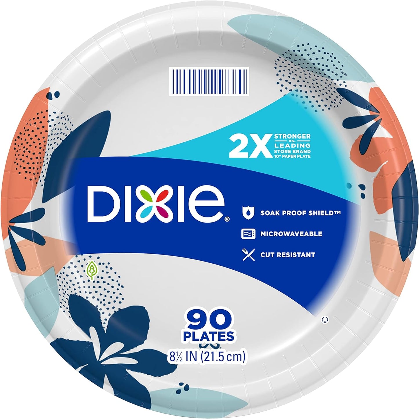 Dixie Paper Plates, 8 1/2 inch, Dinner Size Printed Disposable Plate, 90 Count