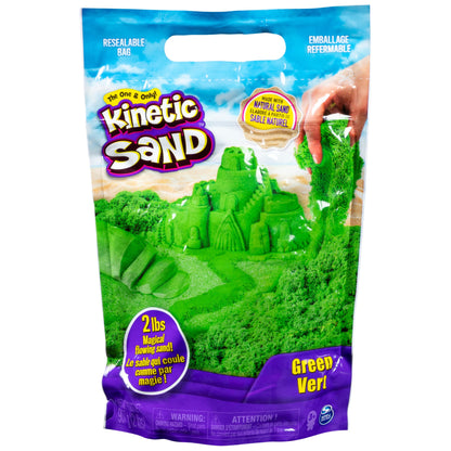 Kinetic Sand, The Original Moldable Sensory Play Sand Toys for Kids, Green, 2 lb. Resealable Bag, Ages 3+