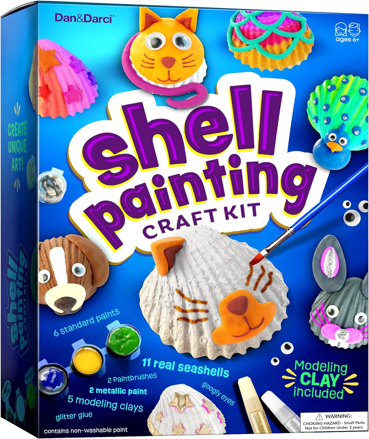 Kids Sea Shell Painting Kit - Arts & Crafts Gifts for Boys and Girls - Craft Activities Kits - Creative Art Activity Gift Toys for Age 4, 5, 6, 7, 8, 9, 10, 11 & 12 Year Old 4-6, 4-8, 8-12