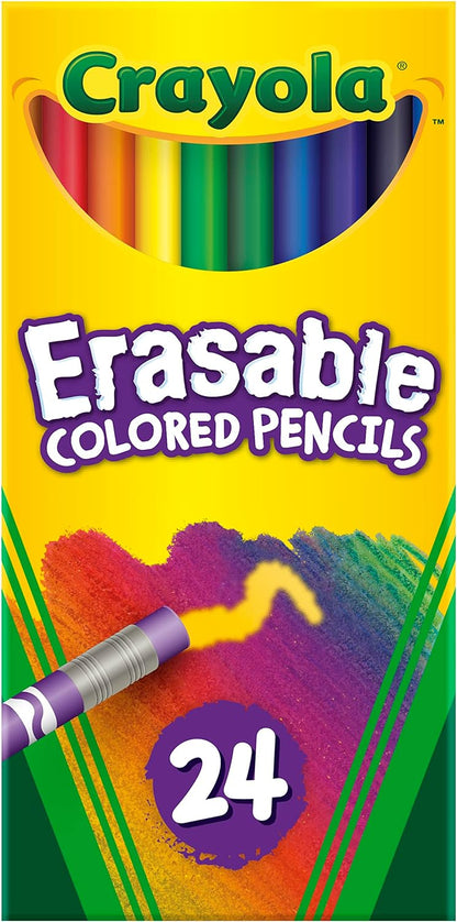 Crayola Erasable Colored Pencils, Kids At Home Activities, 24 Count, Assorted, Long