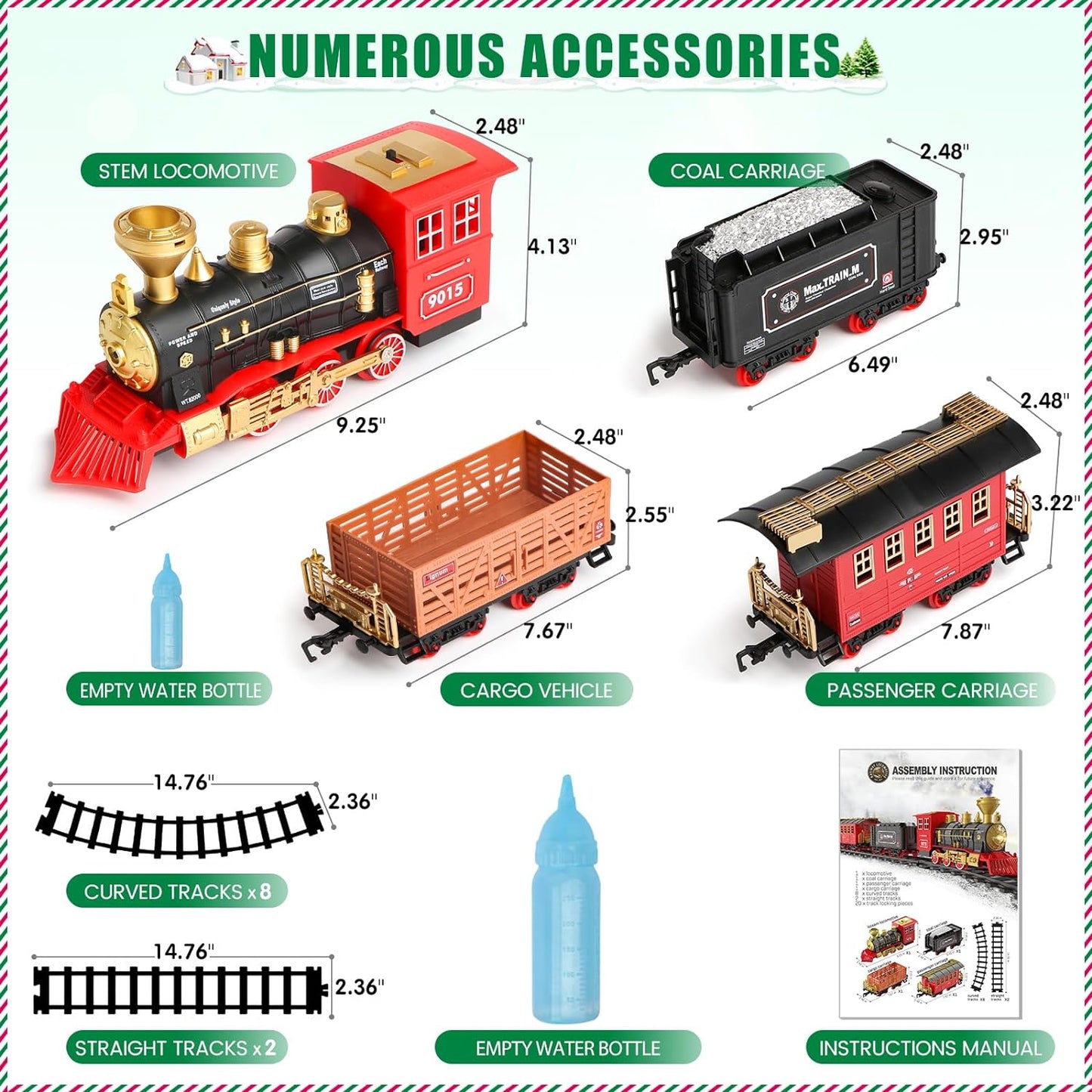 Hot Bee Train Set - Train Toys for Boys Girls w/Smokes, Lights & Sound, Tracks, Toy Train w/Steam Locomotive Engine, Cargo Cars & Tracks, Christmas Train Toys Gifts for 3 4 5 6 7 8+ Year Old Kids