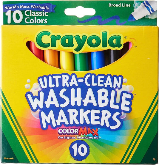 Crayola Ultraclean Broadline Classic Washable Markers (10 Count), (Pack of 2)