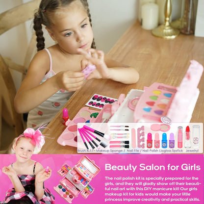 Kids Makeup Kit for Girl - Kids Makeup Kit Toys for Girls,Play Real Makeup Girls Toys, Washable Make Up for Little Girls, Non ToxicToddlers Pretend Cosmetic Kits,Age3-12 Year Old Children Gift