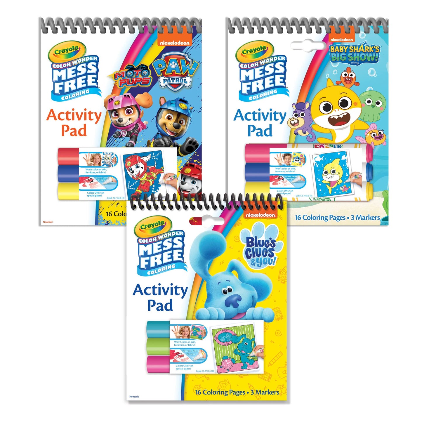 Crayola Nickelodeon Color Wonder Bundle (Set of 3), Mess Free Activity Pads & Markers, Holiday Gift For Toddlers, Drawing Set, 3+