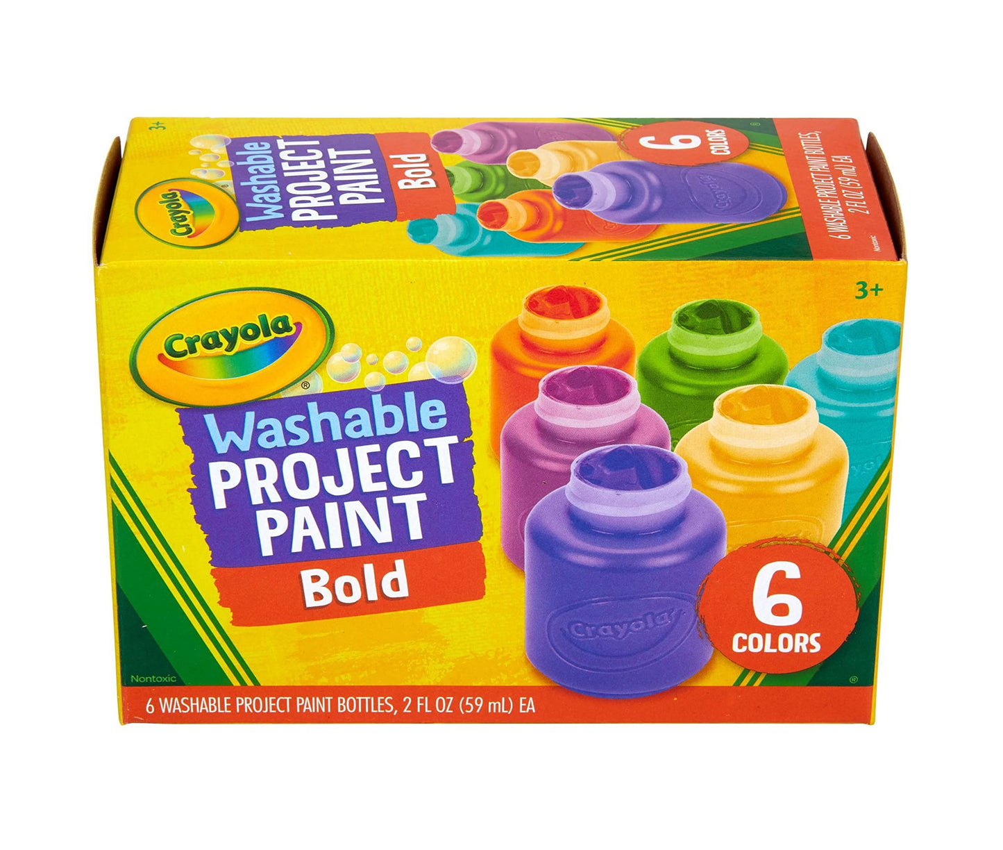 Crayola Washable Kids Paint, Assorted Bold Colors, Painting Supplies, 6 Count