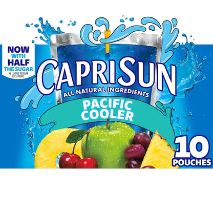 Capri Sun Pacific Cooler Mixed Fruit Naturally Flavored Kids Juice Drink Blend (10 ct Box, 6 fl oz Pouches)