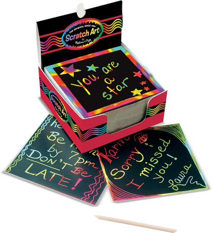 Melissa & Doug Scratch Art Rainbow Mini Notes (125) With Wooden Stylus - Color Scratch Art Mini Notes, Party Favors, Stocking Stuffers, Arts And Crafts For Kids