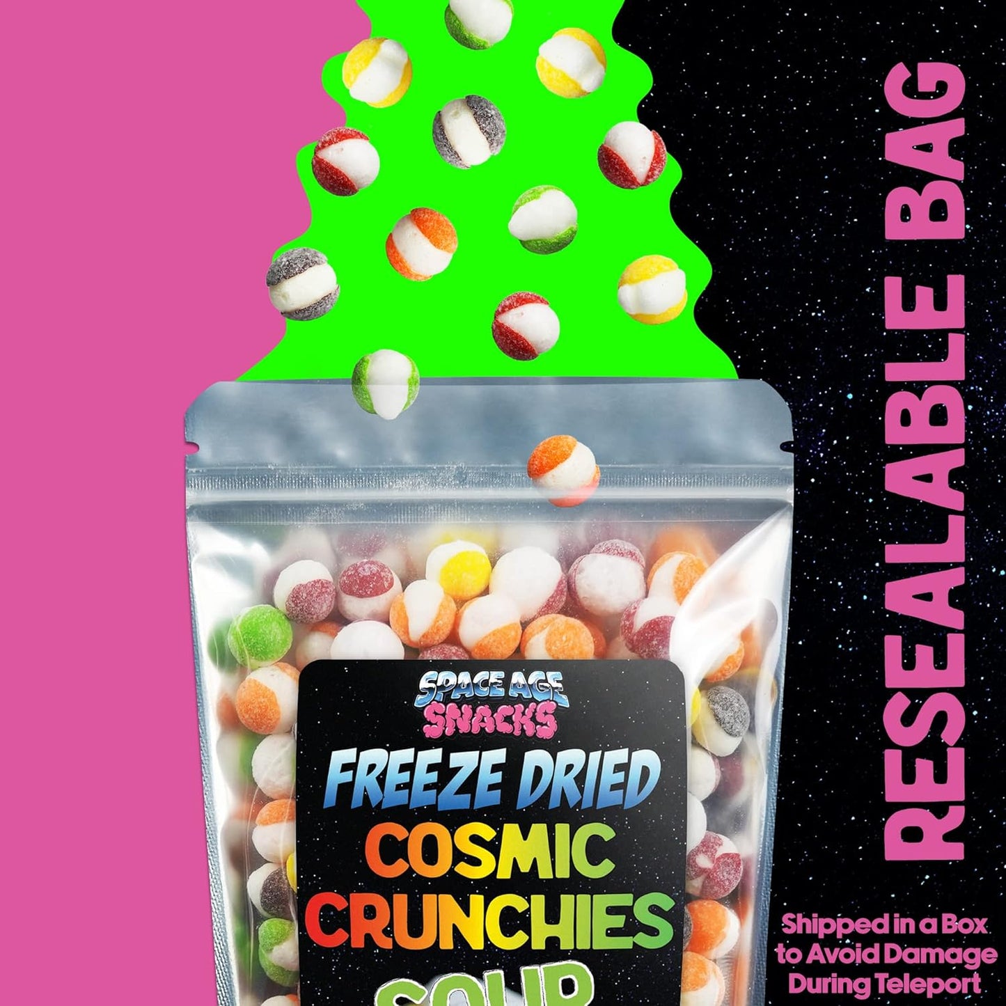 Premium Freeze Dried Sour Skittles - Cosmic Crunchies Dried Candy - Freetles Dry Candy for All Ages (4 Ounce)