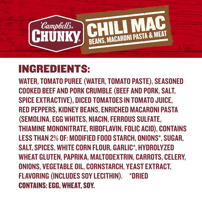 Campbell's Chunky Soup, Chili Mac, 16.3 Oz Can (Case of 8)