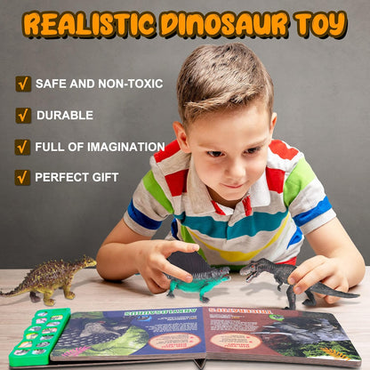 Dinosaur Toys,Dinosaur Sound Book with Pack of 12 Toy Figures,Realistic Roars,Interactive Perfect for Kids Dinosaurs Educational Toys for 3 4 5 6Year Old Boys&Girls